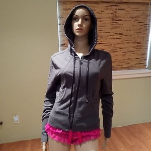 Bebe Dark Gray Embellished Hoodie L